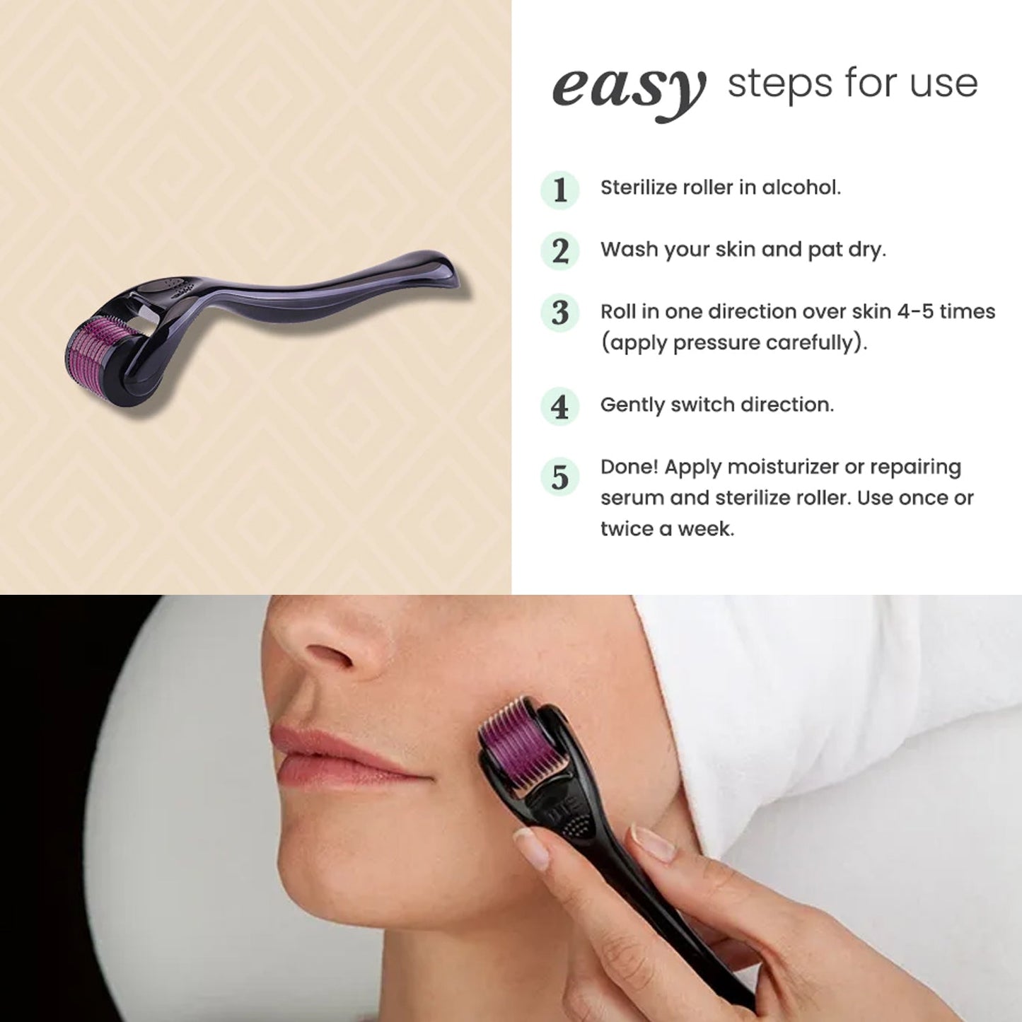 6601 Derma Roller Anti Ageing And Facial Scrubs Polishes Scar Removal Hair Regrowth (0.75mm)