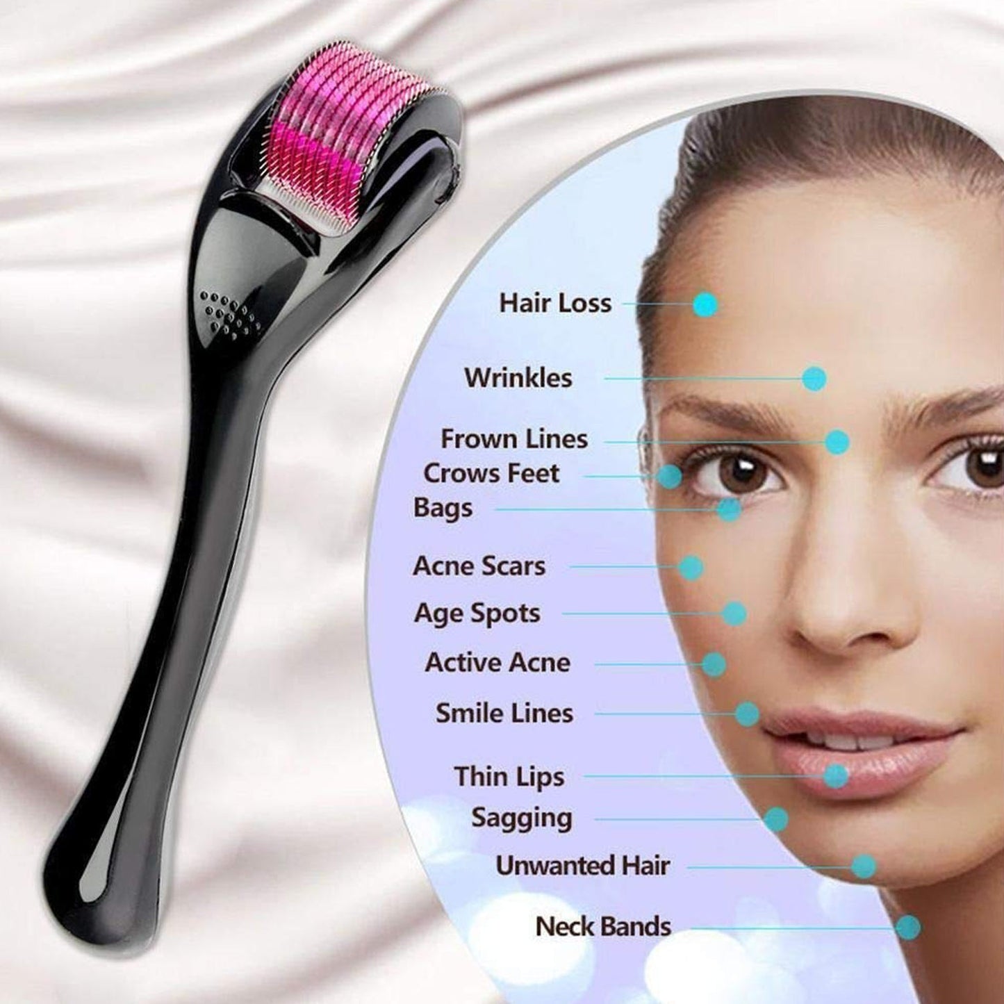 6601 Derma Roller Anti Ageing And Facial Scrubs Polishes Scar Removal Hair Regrowth (0.75mm)
